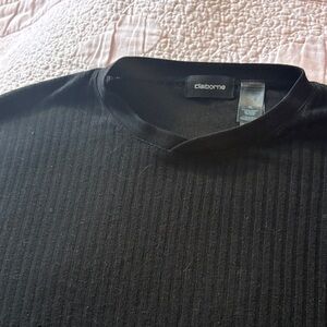 Claiborne Black Ribbed Short-Sleeve Top